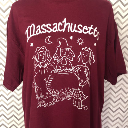 Massachusetts Witches t-shirt (Maroon)