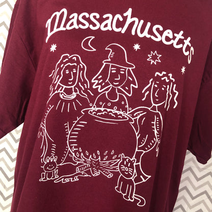 Massachusetts Witches t-shirt (Maroon)