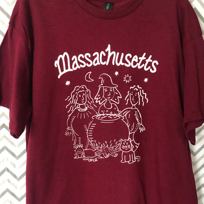Massachusetts Witches t-shirt (Maroon)