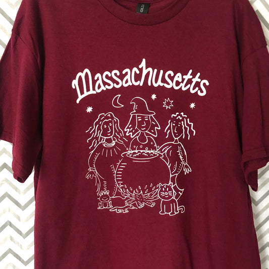 Massachusetts Witches t-shirt (Maroon)